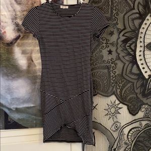 Black and white striped mini dress